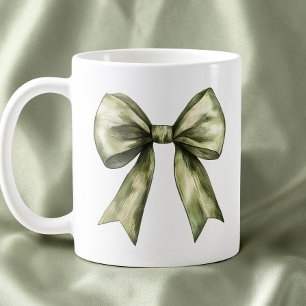 Mug Vert olive Ruban Moderne Rustique Minimaliste Simp