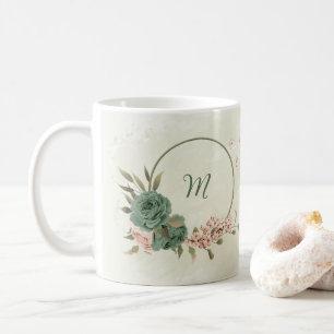 Mug vert sauge blush floral 