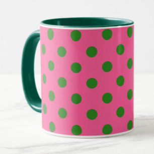 Mug Vert sur rose Pois Design Motif