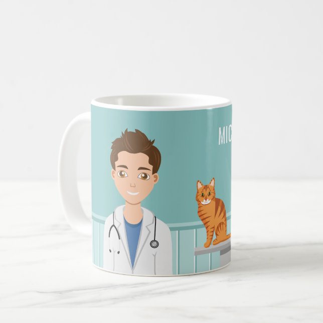 Mug Vétérinaire Homme Vet Animal Doctor Et Nom Personn (Devant gauche)
