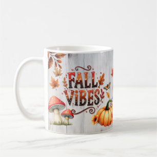 Mug Vibes d'automne citrouille et feuille colorés