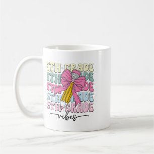 Mug Vibes de 6e année Coquette Groovy Nœud Mignon Ck P