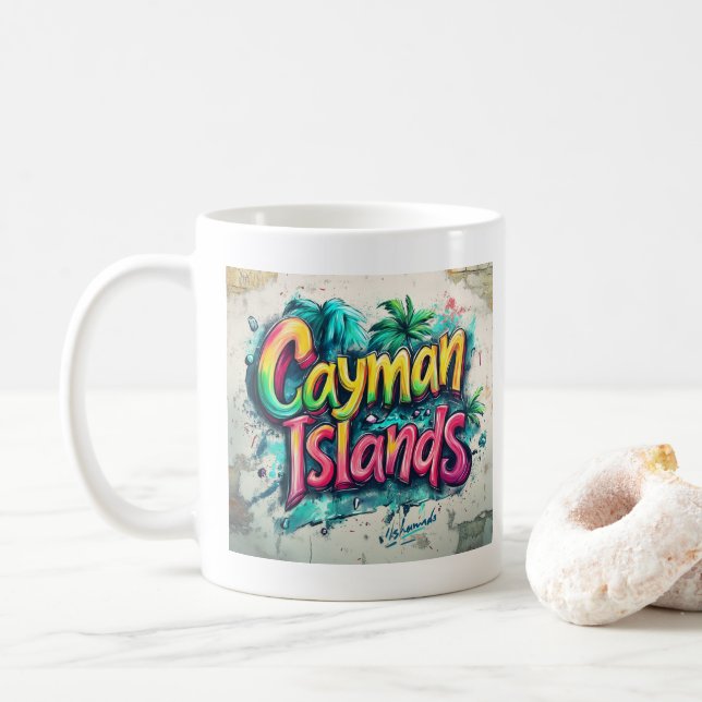 Mug Vibes de graffitis des îles Caïmans : (Avec donut)