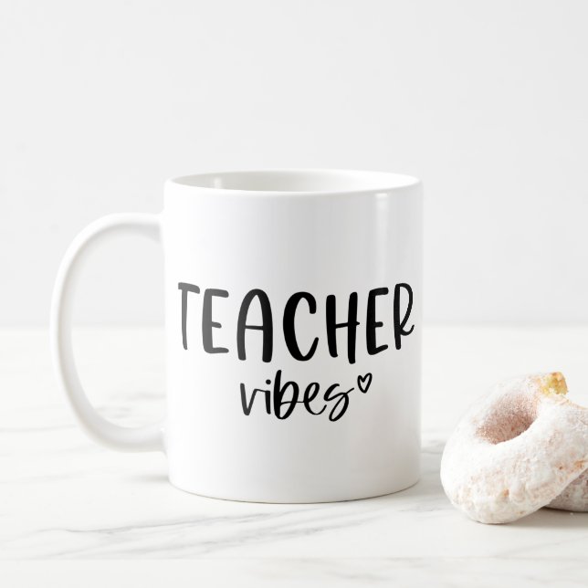 Mug Vibes de l'enseignant Coupe du café, Cadeau mignon (Avec donut)