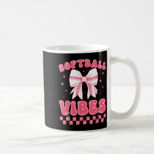 Mug Vibes de softball Couqette de softball Groovy soft