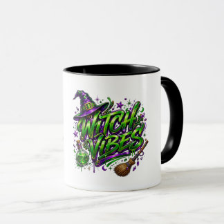 Mug Vibes de Sorcière Néon Vert et Violet Witchcore Ha