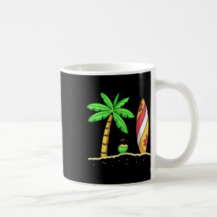 Mug Vibes d'été Palmiers Planche de Surf Surfiste Noix