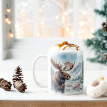 Vibes d'hiver Aquarelle Moose -