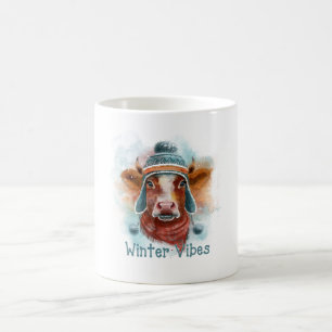 Mug Vibes D'Hiver Vache Dans Un Toboggan