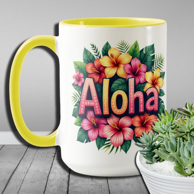 Mug Vibes tropicales Fleur d'Aloha hawaïen (Créateur téléchargé)