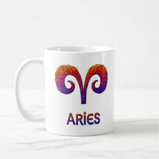 Mug Vibrant Colorful Aries Zodiac Sign Astrology Coffe