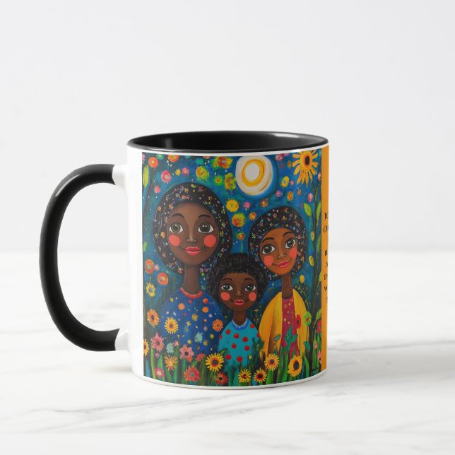 Mug-Vibrant Night Garden Mom and Children Mug (Left)