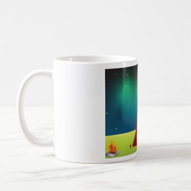 Mug Vibrant Northern Lights Camping Tent Night (Gauche)