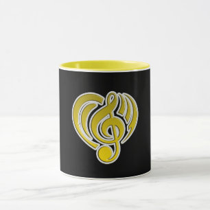 Mug Vibrations Amour Musical Cœur Jaune Note De Musiqu