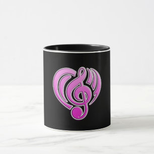 Mug Vibrations Amour musical Coeur rose Note DJ