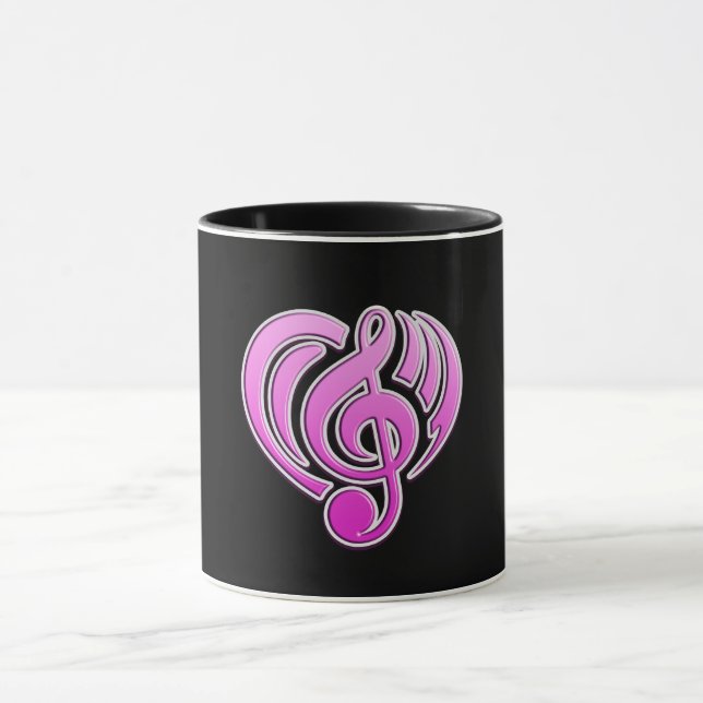 Mug Vibrations Amour musical Coeur rose Note DJ (Centre)