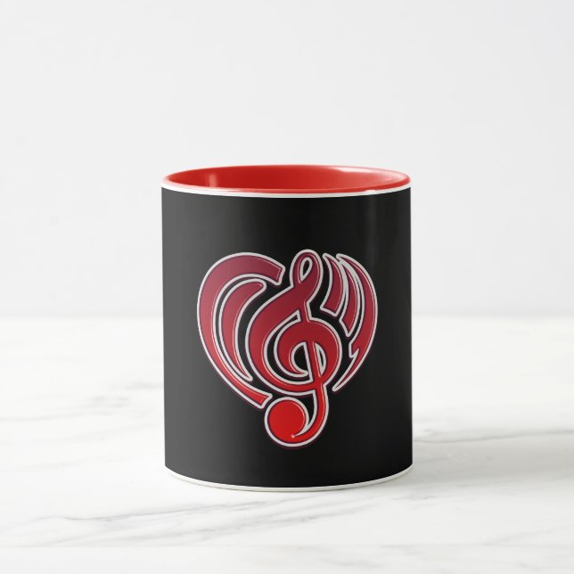 Mug Vibrations Amour musical Coeur rouge Musique Note  (Centre)