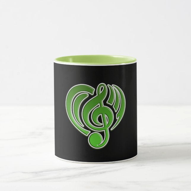 Mug Vibrations Amour Musical Coeur Vert Musique Note D (Centre)
