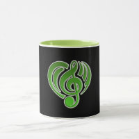 Vibrations Amour Musical Cœur Vert Note De Musique