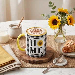 Mug Vichy buffle tournesol "Accueil"