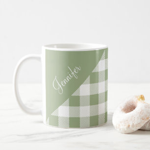 Mug Vichy vert sauge personnalisé