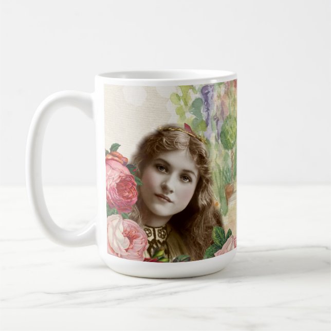 Mug Victorian Cabbage Roses Woman Floral (Gauche)