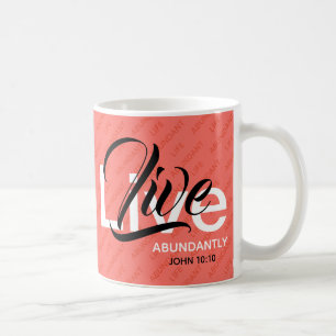 Mug VIE ABONDANTE Foi Inspirante Chrétienne Corail
