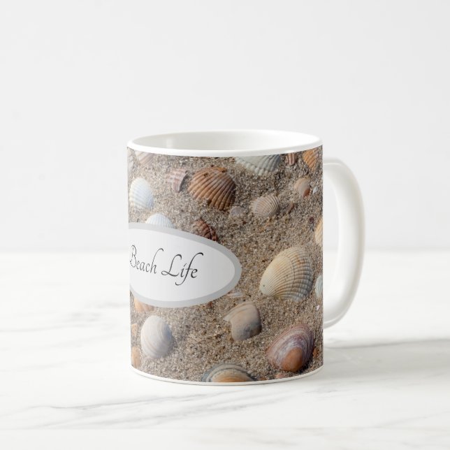 Mug Vie de plage avec Eté coquilles de mer photo avec  (Devant droit)