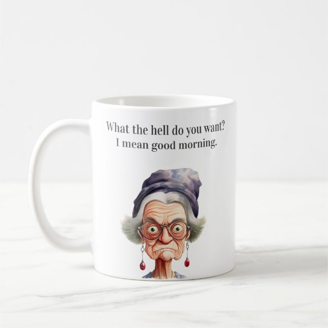 Mug Vieille Femme Moyenne Drôle (Gauche)