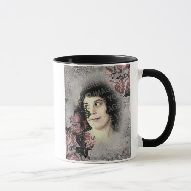 Mug Vielle clé et photo personnalisée Rose (Droite)