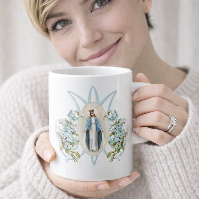 Mug Vierge Marie Florale    PrièreCof (Créateur téléchargé)