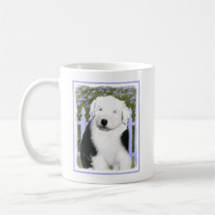 Mug Vieux anglais Sheepdog Puppy Peinture - Chien Art