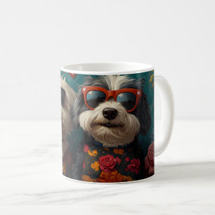 Mug Vieux berger anglais avec Saint-Valentin Rose