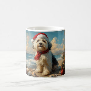Mug Vieux chien de berger anglais de Noël Plage vintag