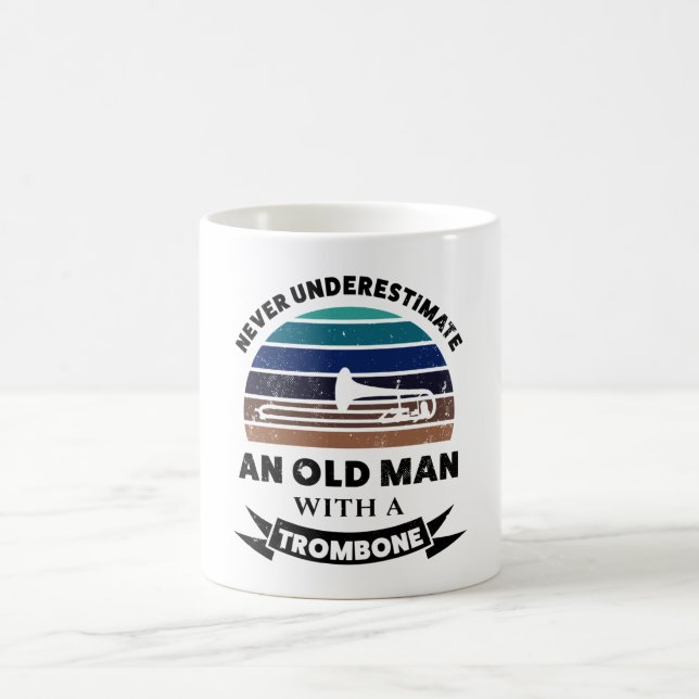 Mug Vieux homme avec Trombone Funny, papa cadeau (Centre)