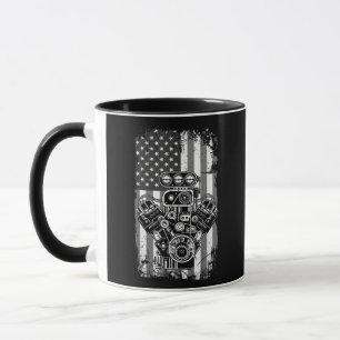 Mug Vieux Véhicule Musclé Piston Drapeau Américain Méc