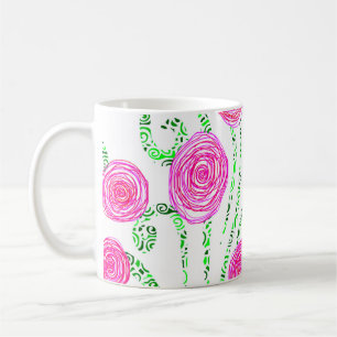 Mug Vignes à fleurs roses et vertes