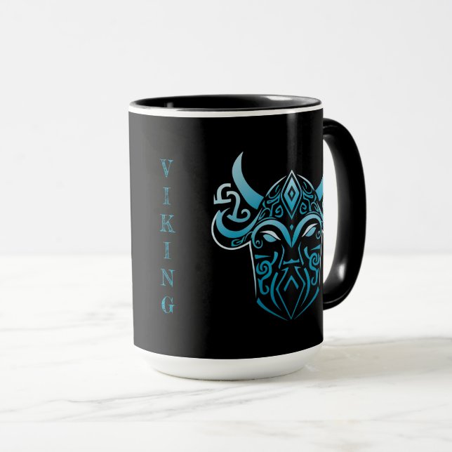 Mug Viking, symbole bleu, graphique numérique (Devant droit)