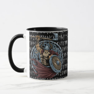 Mug Viking Valhalla Warrior Arrière - plan Runes