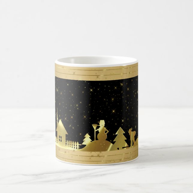 Mug Village de Noël Noir Et Or (Centre)