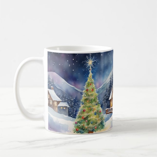 Mug Village d'hiver des sapins de Noël enneigés (Gauche)
