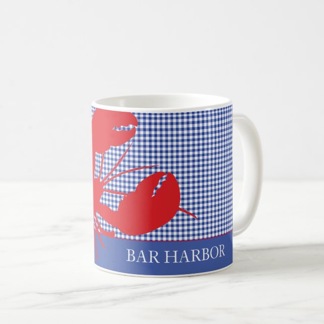 Mug Ville côtière Rouge Homard Bleu Blanc Texte person (Devant droit)