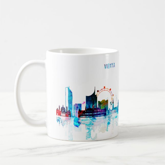 Mug Ville de Vienne, Autriche, aquarelle, paysage, SI (Gauche)