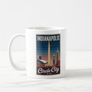 Mug Ville d'Indianapolis Indiana Paysage Urbain Rétro