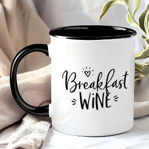 Mug Vin du petit déjeuner Citation drôle noire tendanc