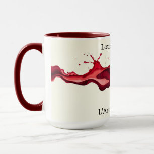 Mug Vin Rouge Fluide Versé Art Abstrait Céramique