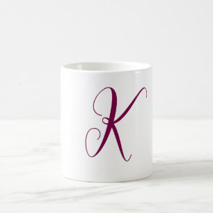 Mug Vin Rouge rose Monogramme Lettre initiale Cadeau M