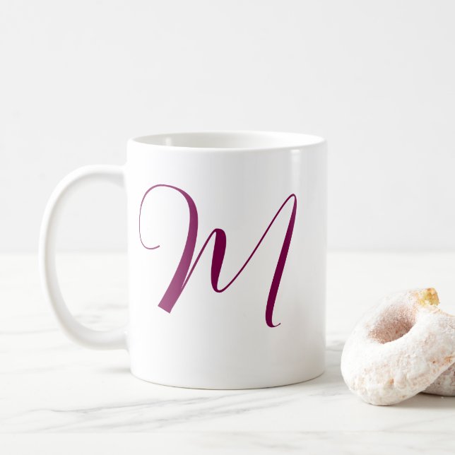 Mug Vin Rouge rose Monogramme Nom initial Mariage Cade (Avec donut)