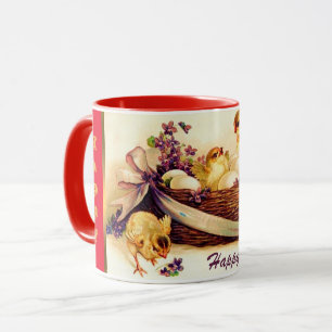 Mug Vintage 3 Poulets Et Oeufs Pâques