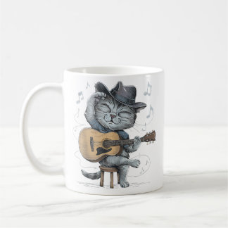 Mug Vintage Acoustic Blues Cat Playing Guitar Blues Mu